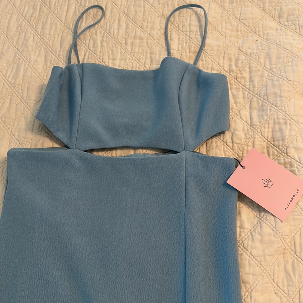 Blue midi dress never worn Hello Molly medium size 6 - Picture 3 of 4